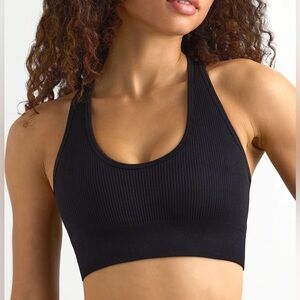 Bo+Tee FlexiRib Wide Strap Sports Bra in Black Size L